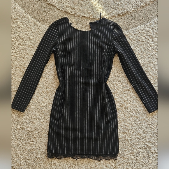 Dynamite Dresses & Skirts - Dynamite Black Pinstripe Dress With Lace Trim, M
